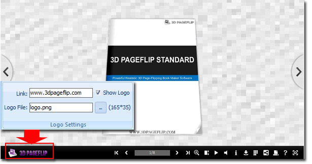Import your company logo in 3D page flip book