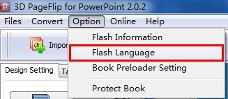“Flash Language” in the settings panel