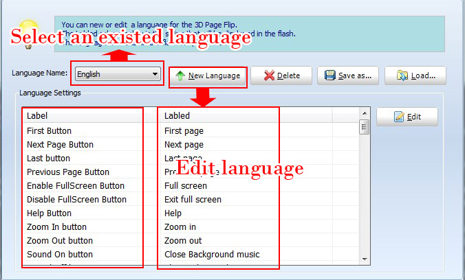 change language in your 3D page flipbook