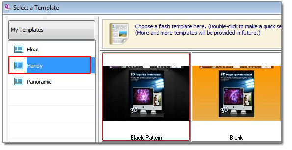 In the left “My Template” column, select “Handy” template