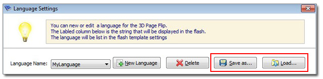 save and import language for flippingbook