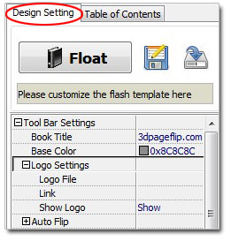 design setting tab