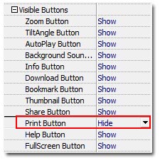 hide the button in 3D page flip book