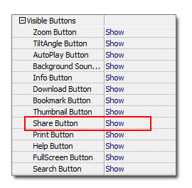 show share button in 3D page flip book