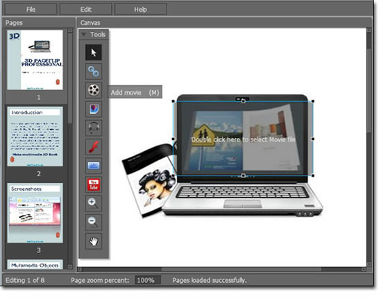  add a movie to your 3d page flip book