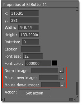 “Normal image” and “Mouse down image” in Properties BitButton
