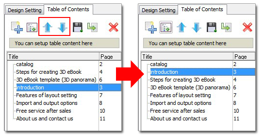 adjust order of bookmark