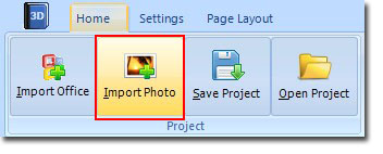 Click “Import Photo” in the navigation bar of Home panel