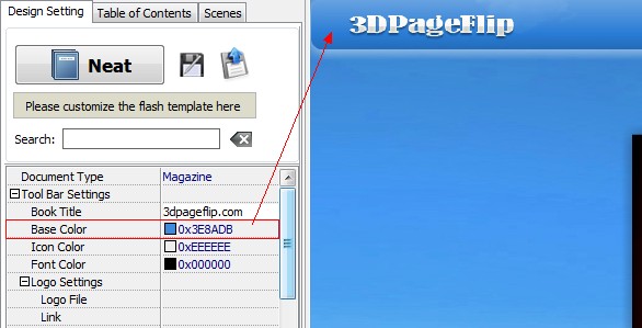 How to change tool bar color for PPT to 3d catalog?