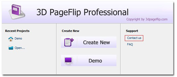 How to contact us once you run 3D PageFlip Professional?