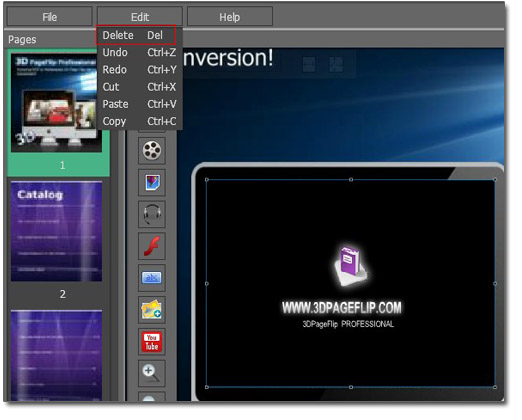 Then click “Delete” to move the flash from your 3D page flip book