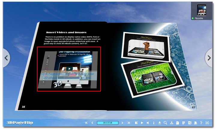display the video for 3D eBook