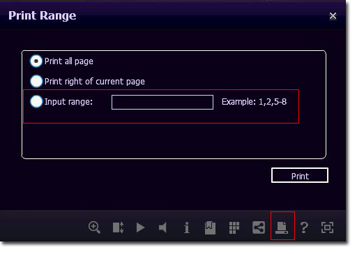 Enter your page number in the “Input range” of the print interface