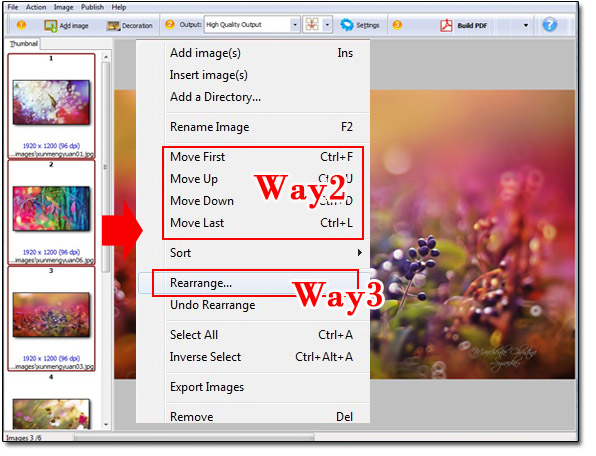 rearrange the images order when you convert to flipbook