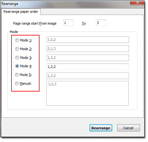 modes for you to choose in the Rearrange interface
