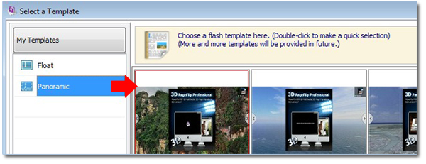 Click “Panoramic” option in “My Templates” column