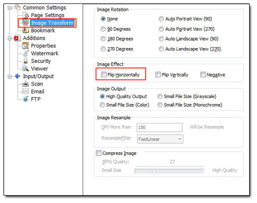 Choose “Image Transform” in “Common Settings”