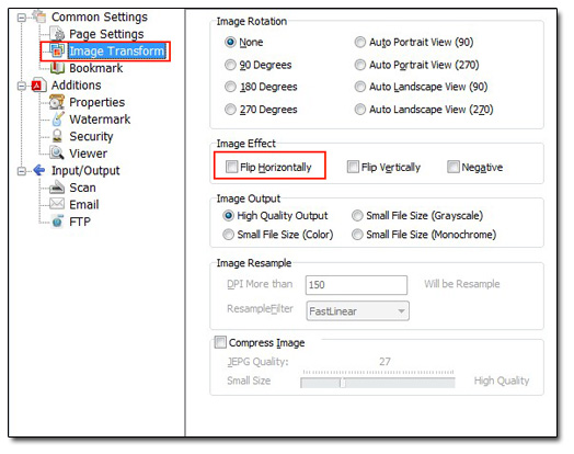 Choose “Image Transform” in “Common Settings”