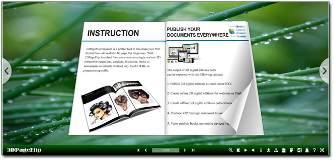 Turn 3D page flip book to the page you want to add bookmark