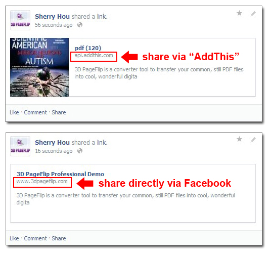 share flipbook on facebook