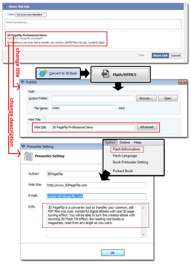 change share information for your flipbook