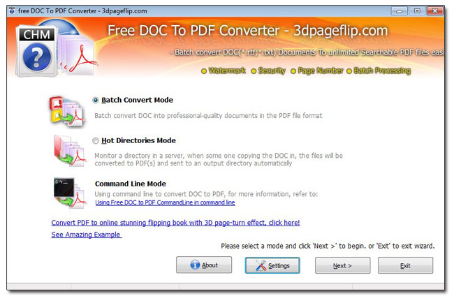three doc to pdf conversion mode
