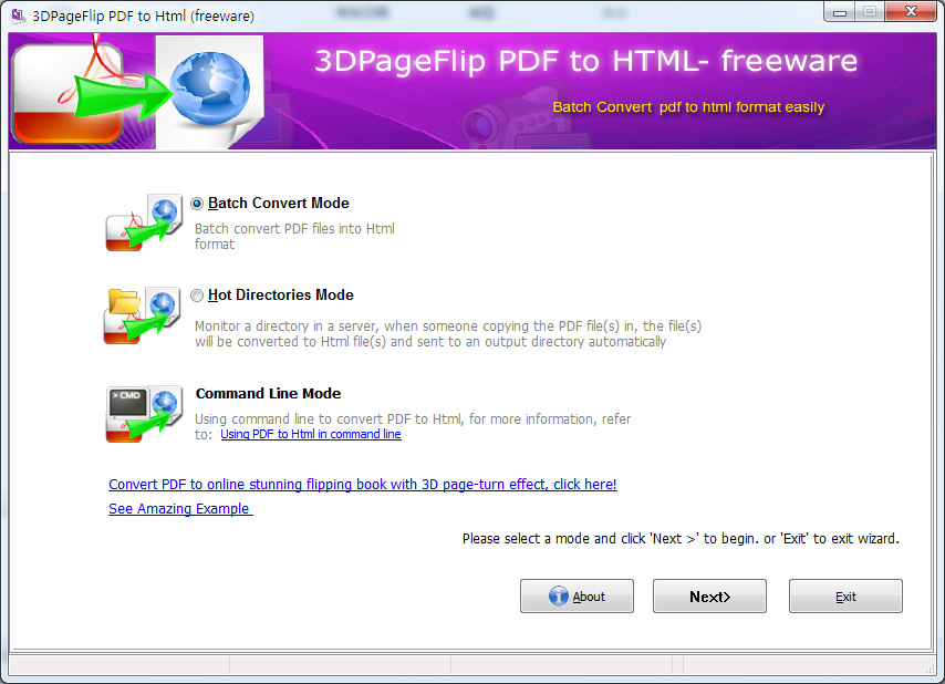 Windows 7 3DPageFlip PDF to HTML - freeware 1.6 full