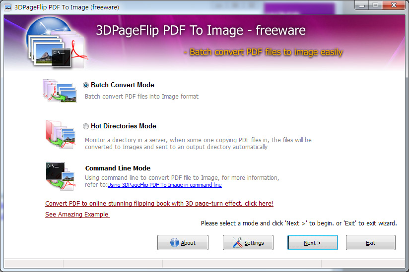 3DPageFlip PDF to Image - freeware screen shot