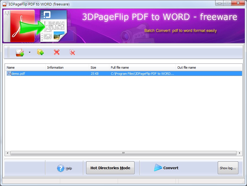 3DPageFlip PDF to Word - freeware screen shot