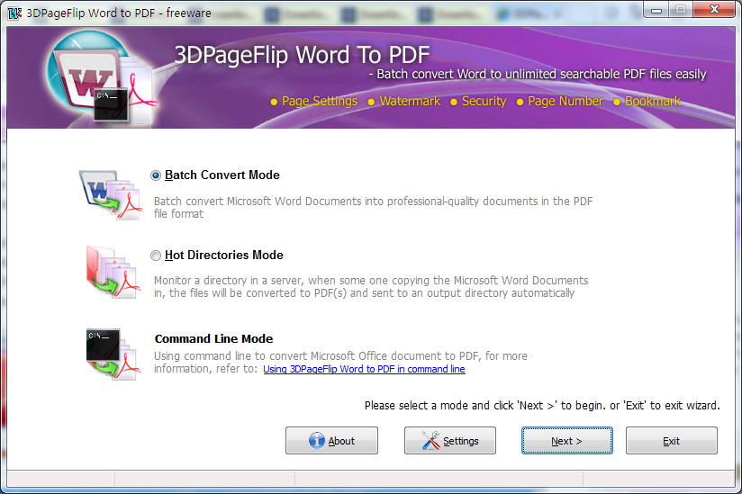 Windows 7 3DPageFlip Word to PDF - freeware 1.9 full