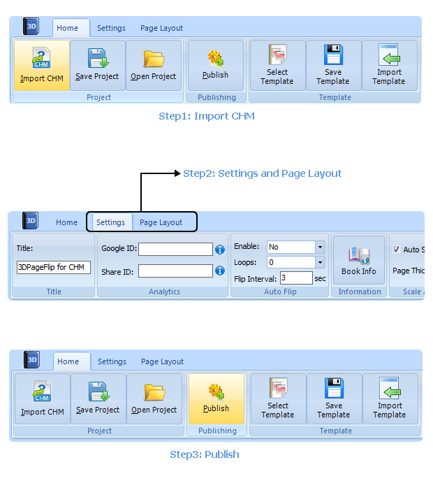 steps for FlipBook maker for CHM