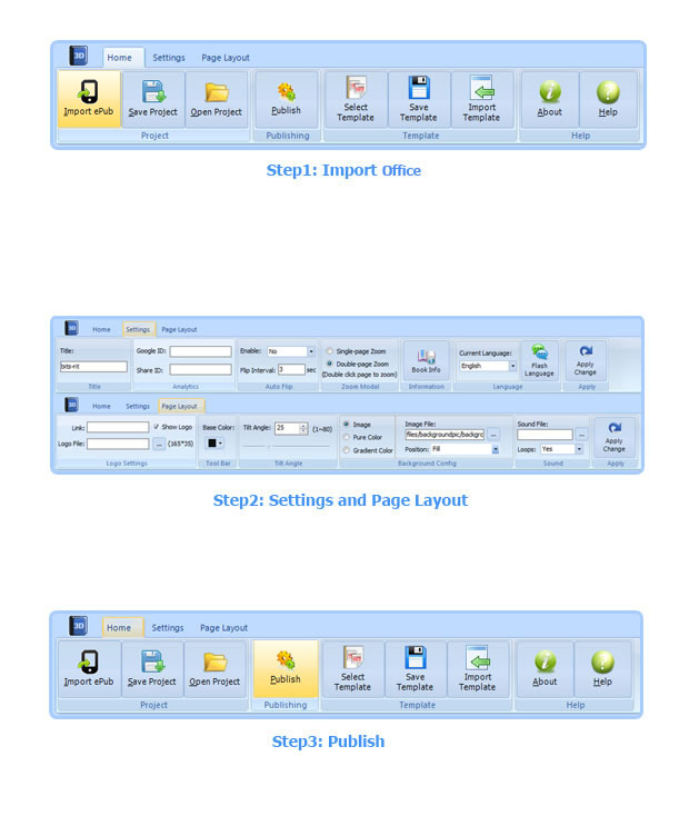 steps for FlipBook maker for ePub