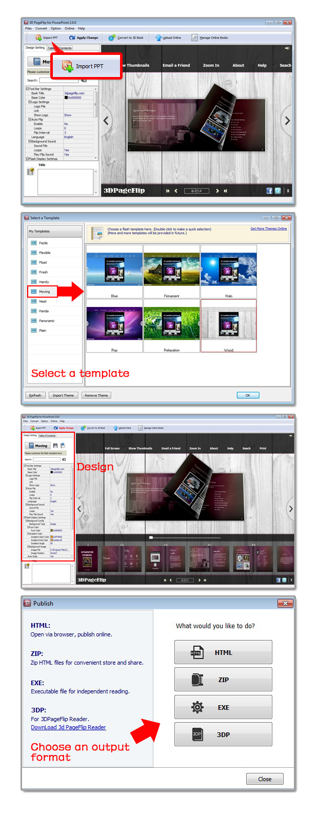 steps for FlipBook maker for PPT