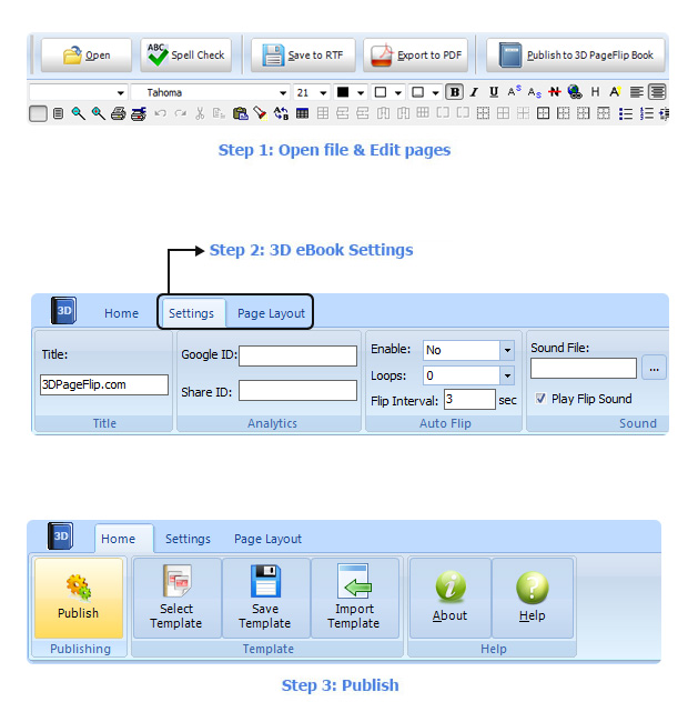 steps for FlipBook Writer