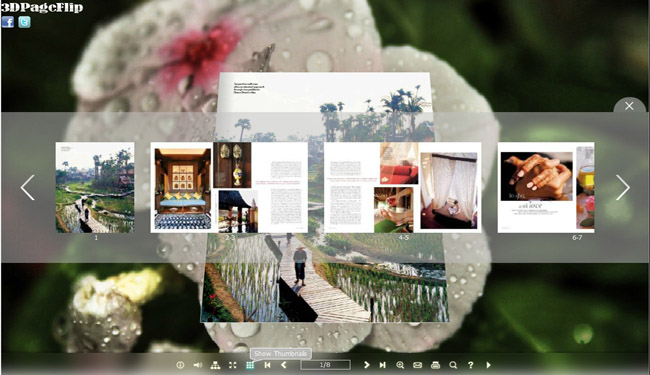 White Flowers 3D Digital Book Theme

