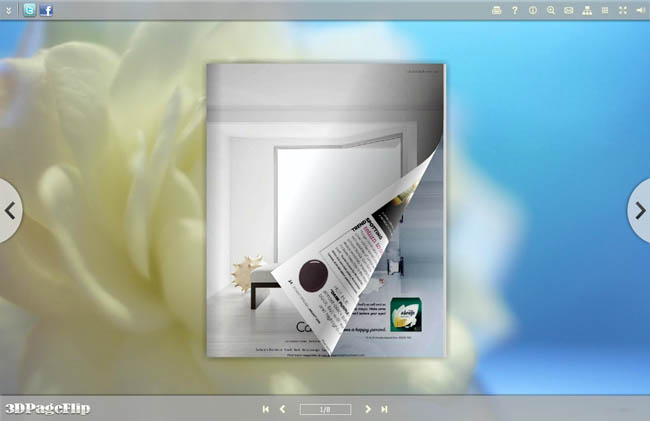 White Rose Style Theme for 3D Page Turning Book