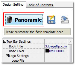 Click template button in the design setting panel