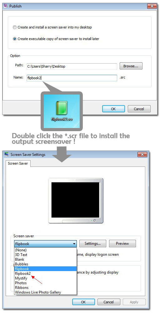 install flippingbook screensaver