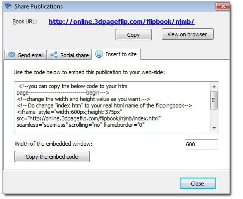 embed online flipbook to web page