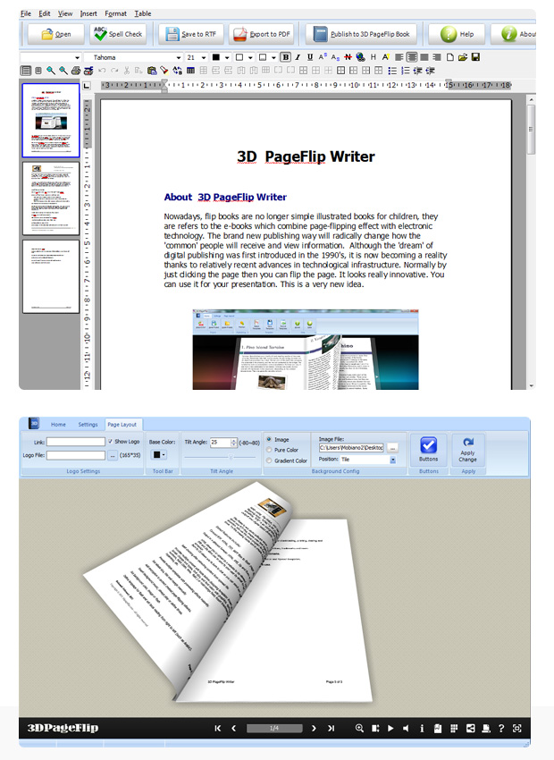 screenshots for FlipBook Writer